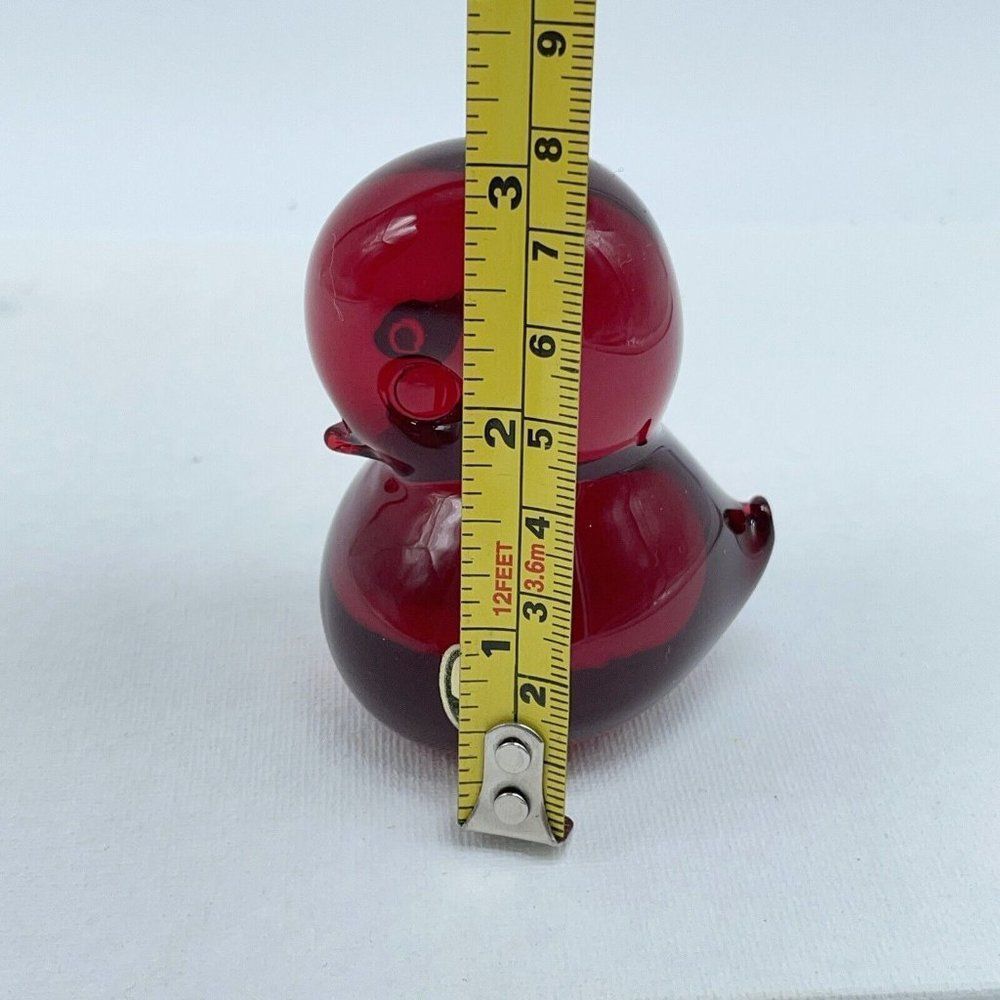 Vtg Red Duckling Art Glass Bird FM Konstglas Of Ronneby Sweden Paperweight Figur - Picture 10 of 10